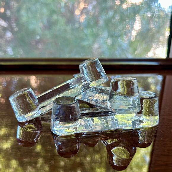 Vintage Clear Glass Knife Rest Set of 3 - Picture 7 of 11